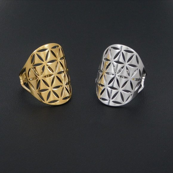 Jewelry - Stainless Flower of Life Ring 18k